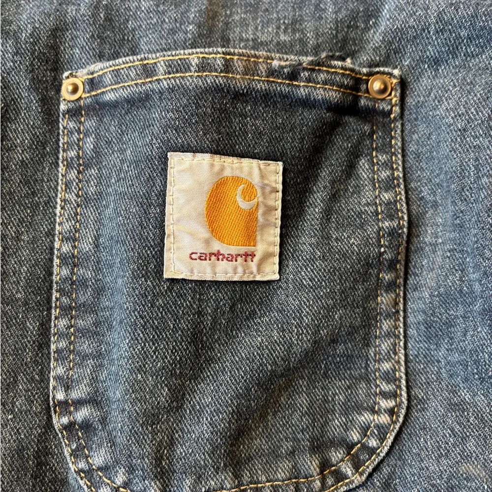 Carhartt “Southwest Look” Washed Denim Blanket-Lined Chore Coat (CB1003) - Picture 12 of 16
